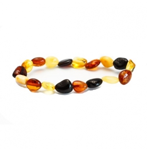 baltic amber anklet, oval beads, multi